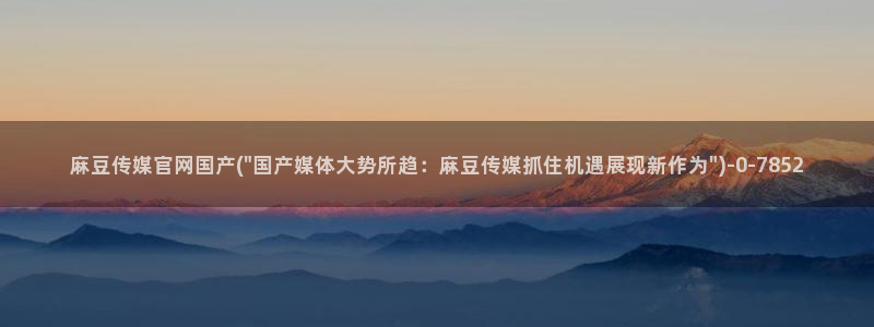 麻豆视频 系列推荐：麻豆传媒官网国产(\